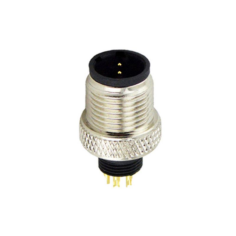 M12 2pins C code male moldable connector,unshielded,brass with nickel plated screw